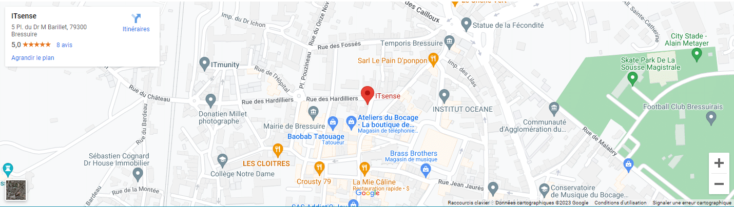 Carte indiquant la localisation des bureaux ITsense